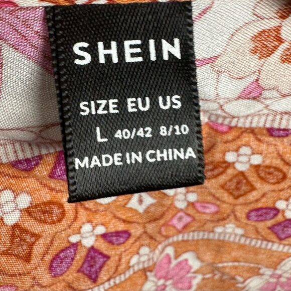 Rust pink and white boho hippie smocked crop top size large - Picture 4 of 5